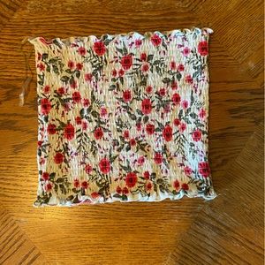 White and pink flower scrunched tube top small